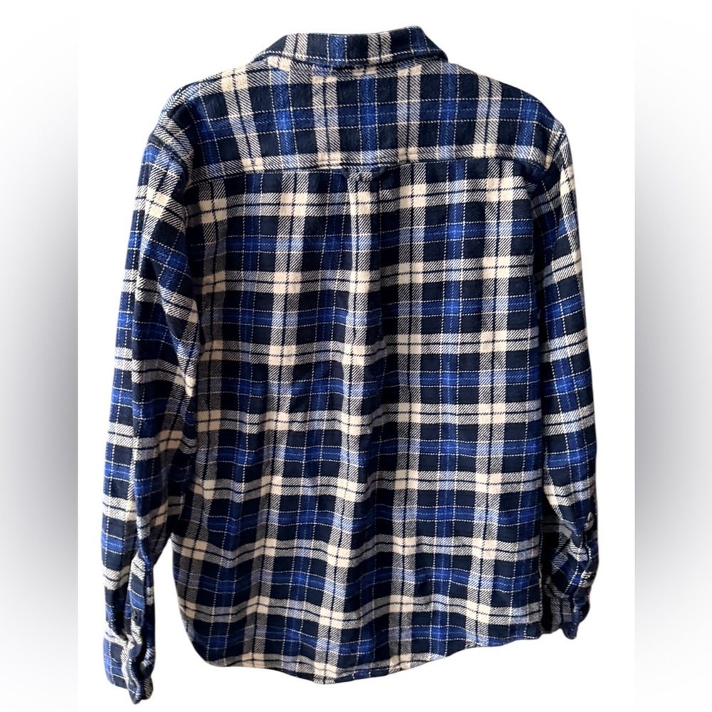 Orvis Men's Navy and Cream Plaid 100% cotton Shirt size M - Picture 3 of 7
